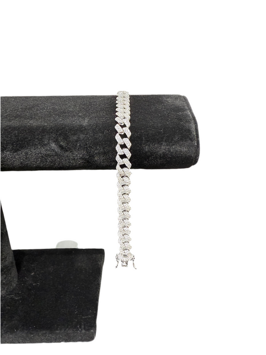 S792- NEW .925 Monaco Silver Bracelet (7.2mm) W.G