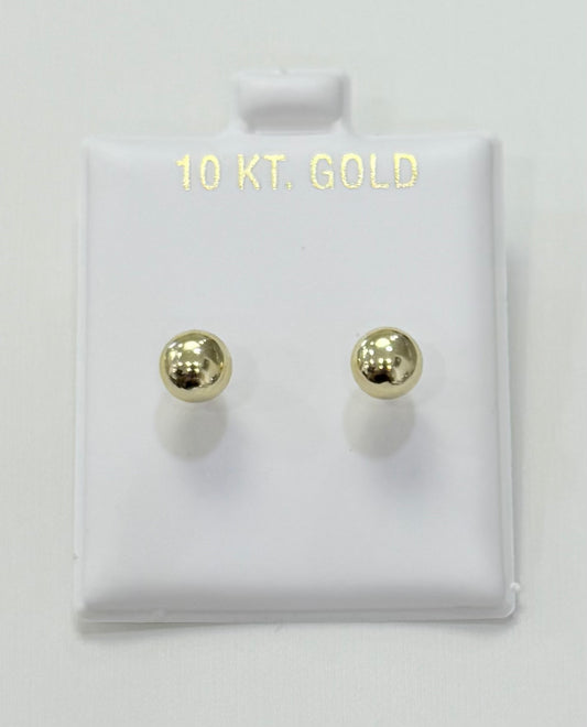 1759- NEW 10K Ball Stud Earrings (6mm) W.G