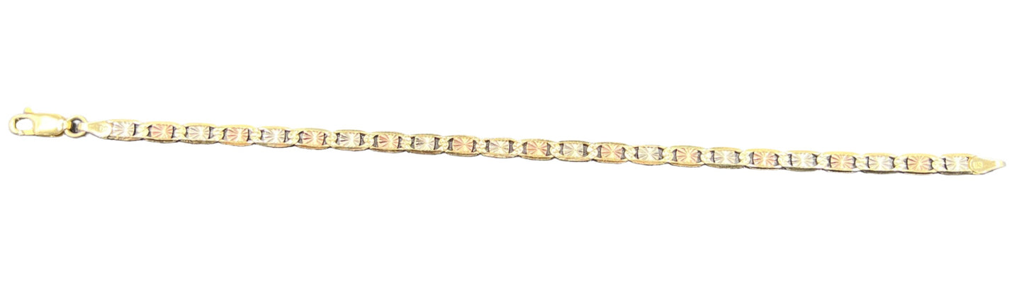 332- Pulsera Valentino Link TriColor de 14K de 7”