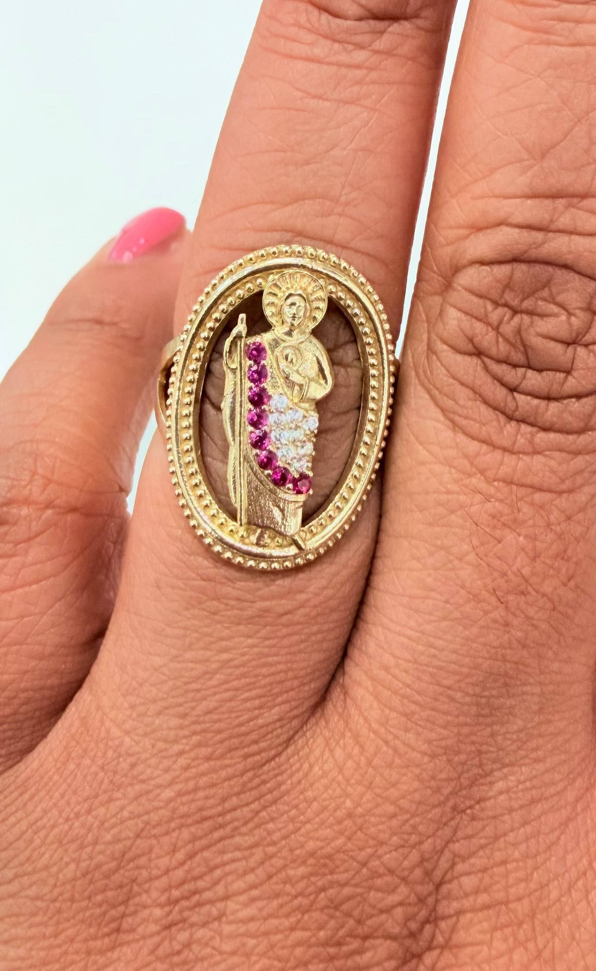 1484- NEW 10K Gold St. Jude Fashion Ring W.G