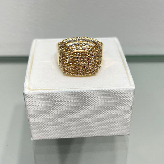 1183- NEW 14K Square Full Cz Ice Out Men's Ring W.G