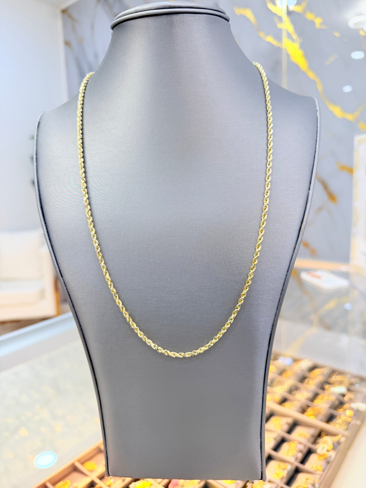1757- NEW 14K Gold Rope Chain 24” (3mm) W.G