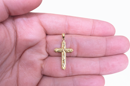 1562- NEW 10K Small Cross Pendant W.G