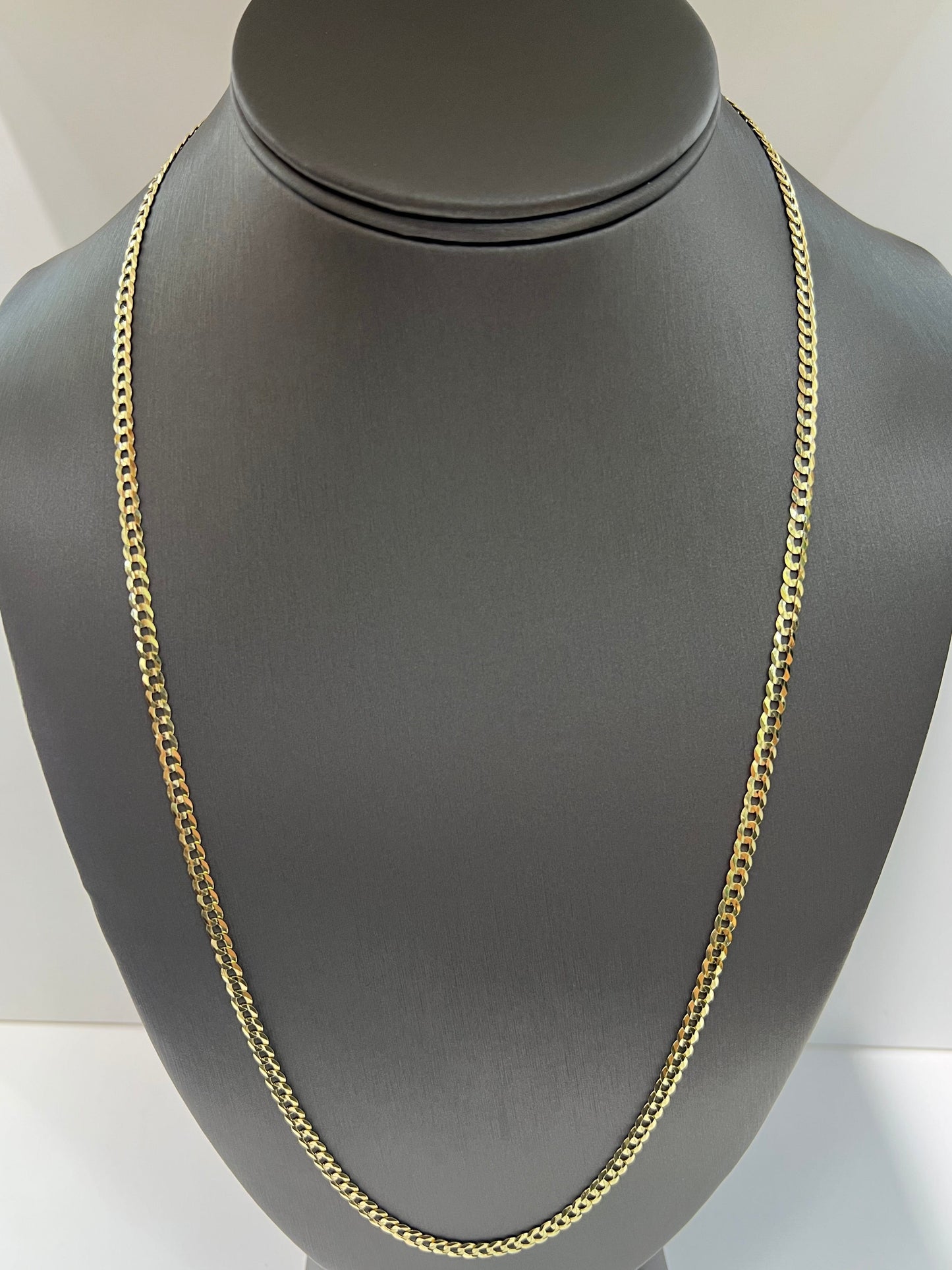 1627- NEW 14K Solid Cuban Curb Chain 24" 3.7mm W.G