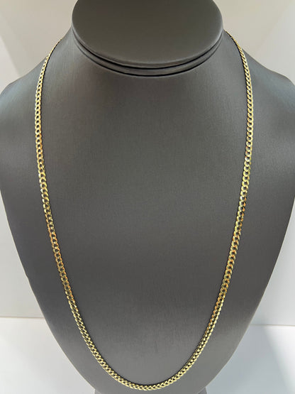 1627- NEW 14K Solid Cuban Curb Chain 24" 3.7mm W.G
