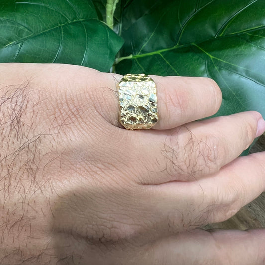 1197- NEW 14K Full Nugget Men's Ring W.G
