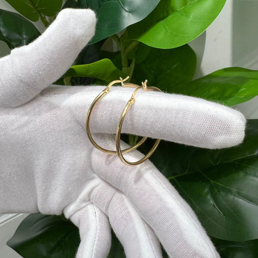 1288-14K NEW 14K Hollow Hoop earrings 2x40mm (W.G)