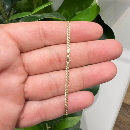 1656- NEW 14K Solid Cuban Curb Bracelet 7" (2.7mm) W.G