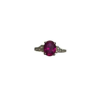 0087- 14K Engagement Ring Big Red Stone