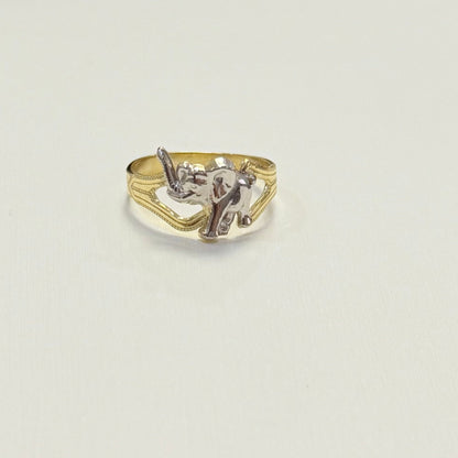 1704- NEW 10K Elephant Lucky Women's Ring W.G