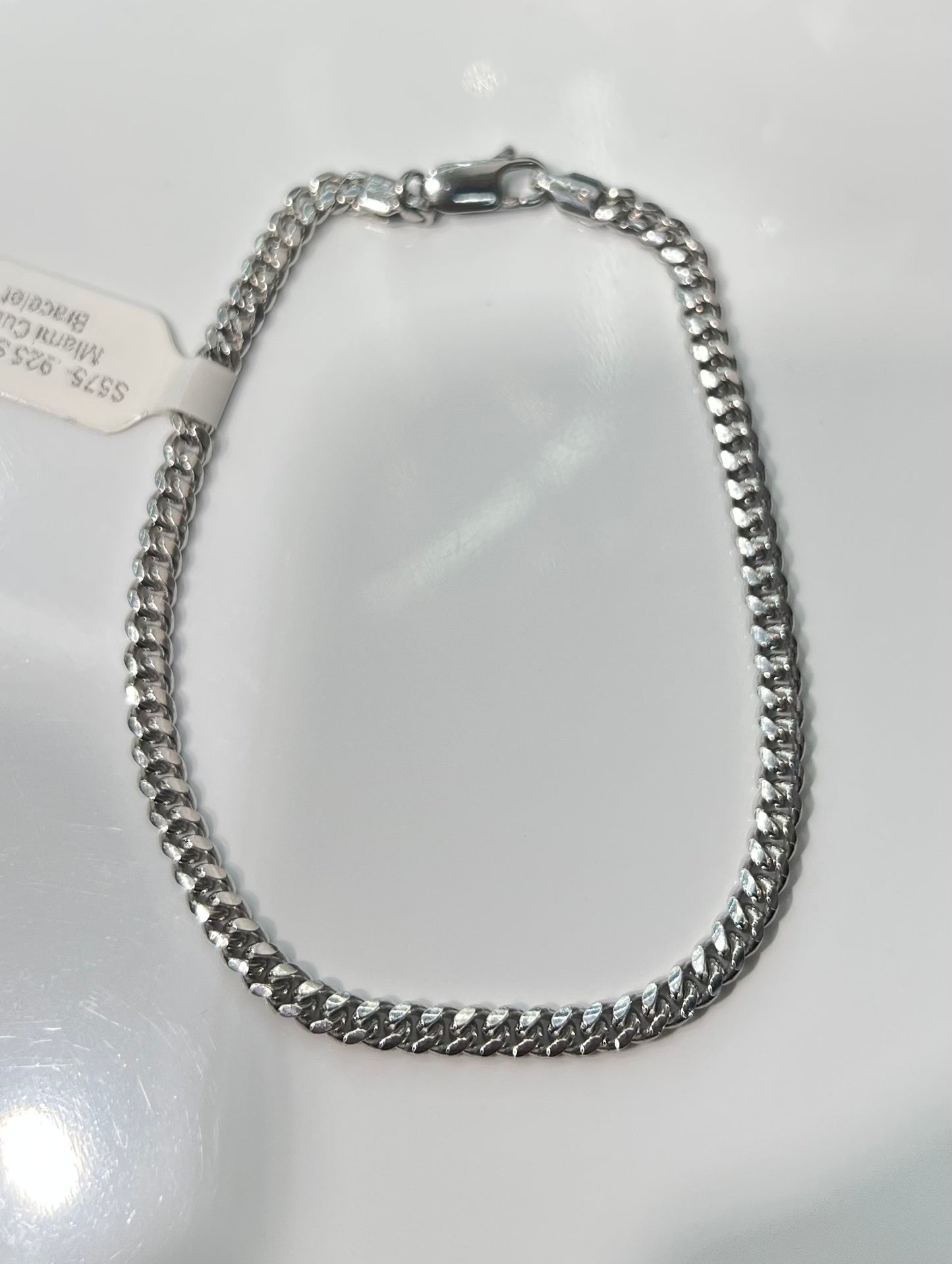 S575- NEW .925 Sterling Silver Miami Cuban Bracelet (4.1mm) W.G