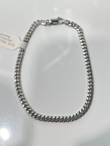 S575- NEW .925 Sterling Silver Miami Cuban Bracelet (4.1mm) W.G