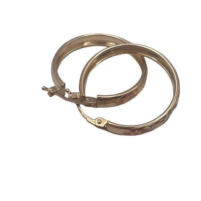 00119- NEW Hoop Earrings Tri-Toned Gold (W.G)