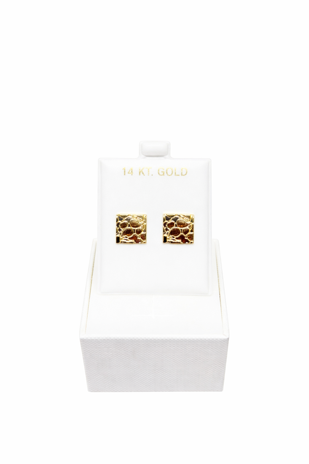 983-14K Square Nugget Stud Earrings (W.G)