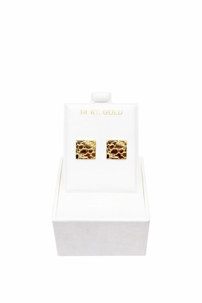 983-14K Square Nugget Stud Earrings (W.G)