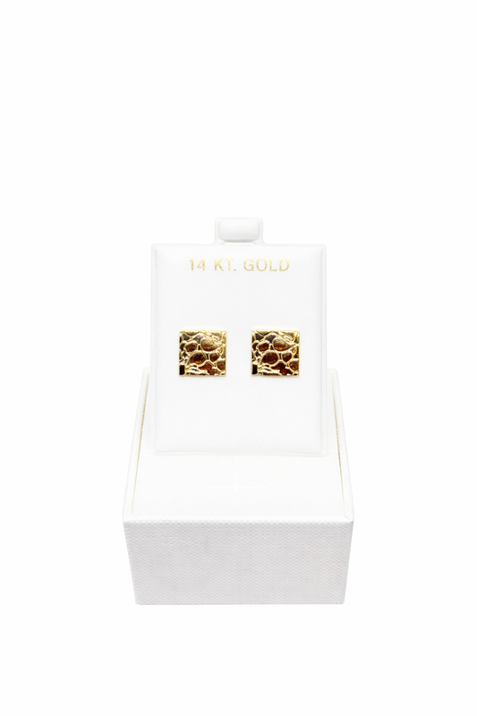 983-14K Square Nugget Stud Earrings (W.G)
