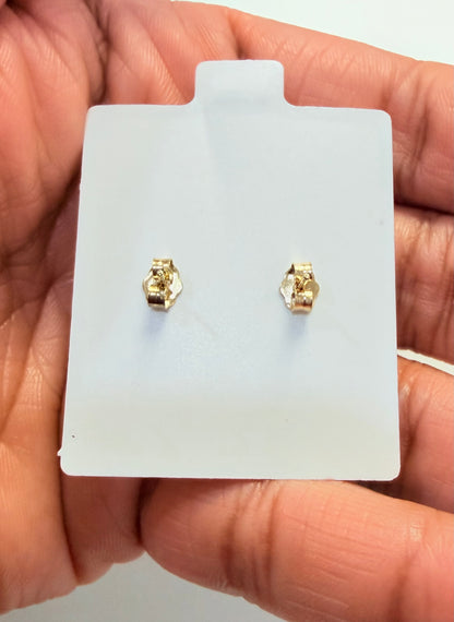 1743- NEW 10K Gold Square Cz Stud Earrings (9.8mm) W.G