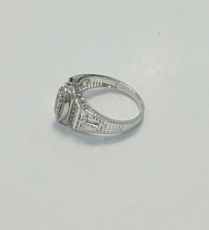 S1142- .925 Sterling Silver St Jude Moissanite Ring W.G
