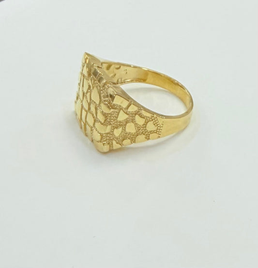 1696- NEW 10K Square Nugget Men Ring W.G