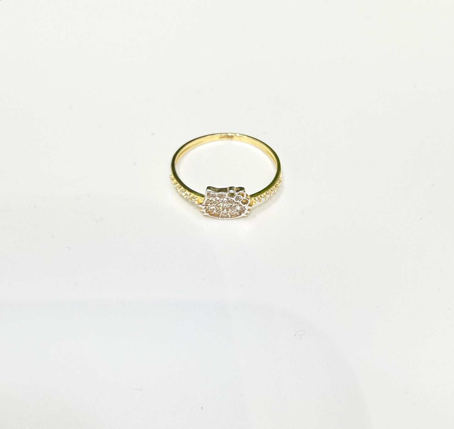 1579- NEW 14K Thin Hello Kitty Ring W.G