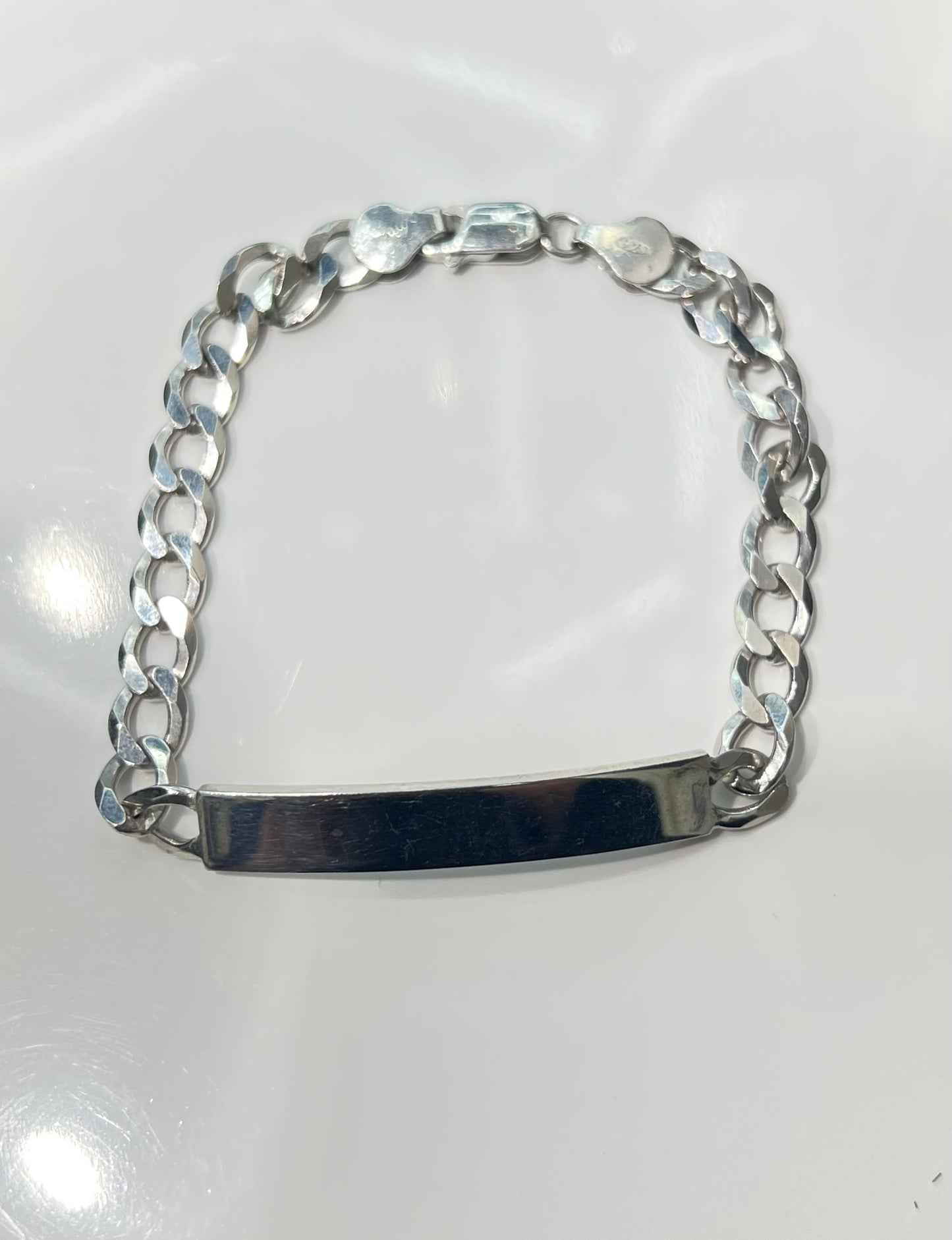S823- NEW Sterling Silver Miami Cuban ID Bracelet (6.45mm) W.G