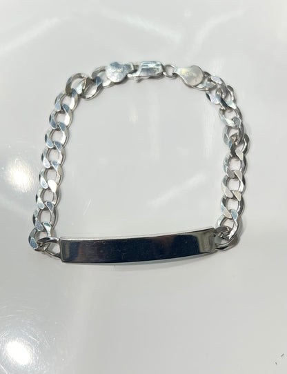 S823- NEW Sterling Silver Miami Cuban ID Bracelet (6.45mm) W.G