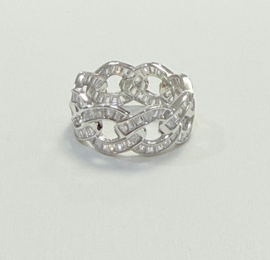 S771- NEW .925 Full Cz Zirconia Band Ring W.G