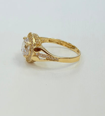 954- 14K Round Full Cz Stones Wedding Ring W.G