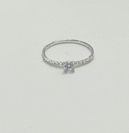 S447- NEW .925 Sterling Silver Thin Round Cz Women’s Ring W.G