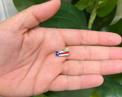 1313- NEW 10K Gold Puerto Rican Flag Pendant W.G