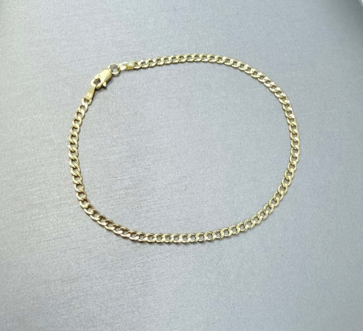 1722- NEW 10K Hollow Cuban Curb Bracelet 7” (2.5mm) W.G