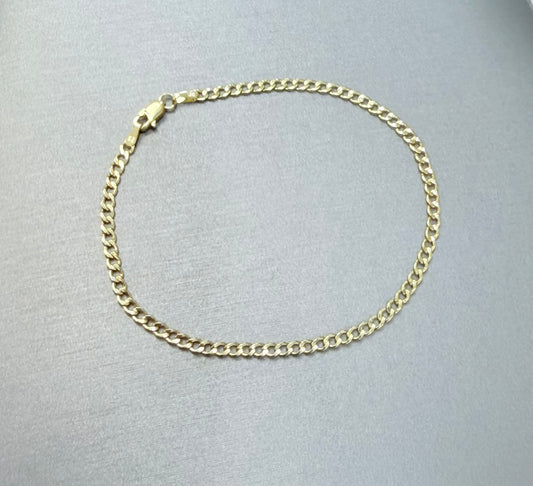 1722- NEW 10K Hollow Cuban Curb Bracelet 7” (2.5mm) W.G