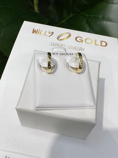 1386- NEW 14K Gold Huggies Hoop Earrings (13x2.3mm) W.G