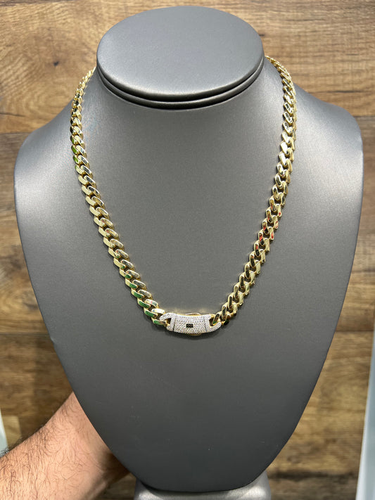 1606- NEW 14K Hollow Cuban Monaci Chain 18" (8mm)W.G