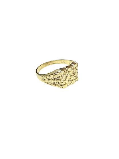 1525- NEW 10K Square Nugget Ring W.G