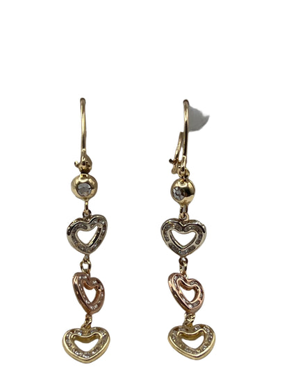 644- 14K Gold Heart Link Dangling Earrings