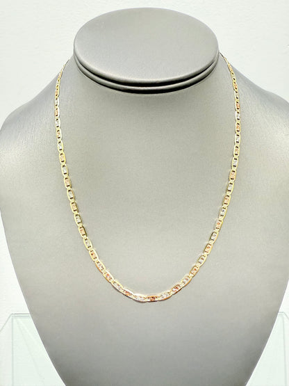0027-NEW 14K Valentino Tri-tone Chain (3.4mm) W.G