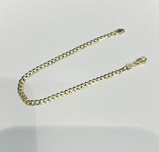 1657- NEW 14K Solid Cuban Curb Bracelet 7" (3.2mm) W.G
