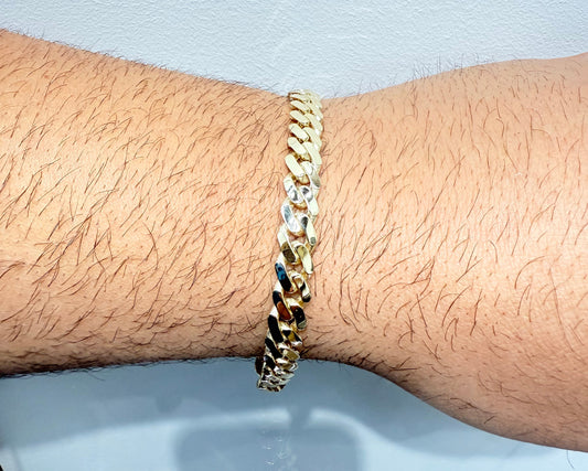 1083-NEW 14k Hollow Cuban Monaci Bracelet (7mm)W.G