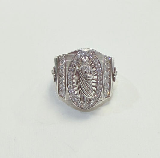 S799- NEW .925 St. Jude Religious Men's Ring W.G