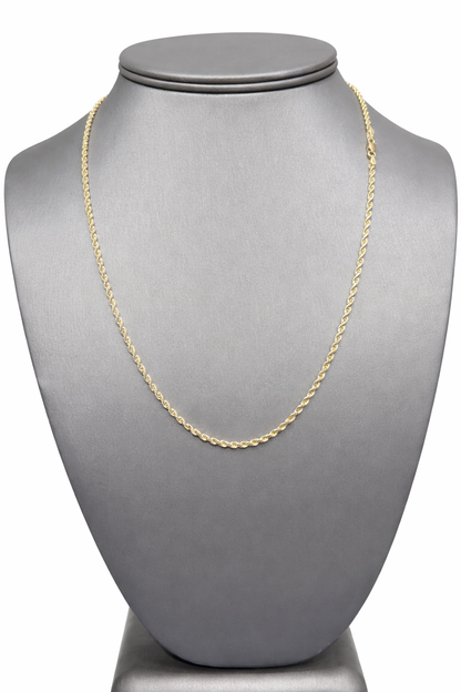 1555- NEW 10K Hollow Rope Chain 18” (2.4mm) W.G