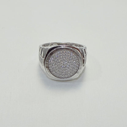 S1141- .925 Sterling Silver Ice Out Round Men’s Ring W.G