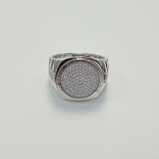 S1140- .925 Sterling Silver Ice Out Moissanite Round Men’s Ring W.G