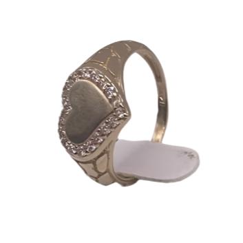 00117- Anillo de oro amarillo de 14 quilates con corazón - Talla 8 para mujer