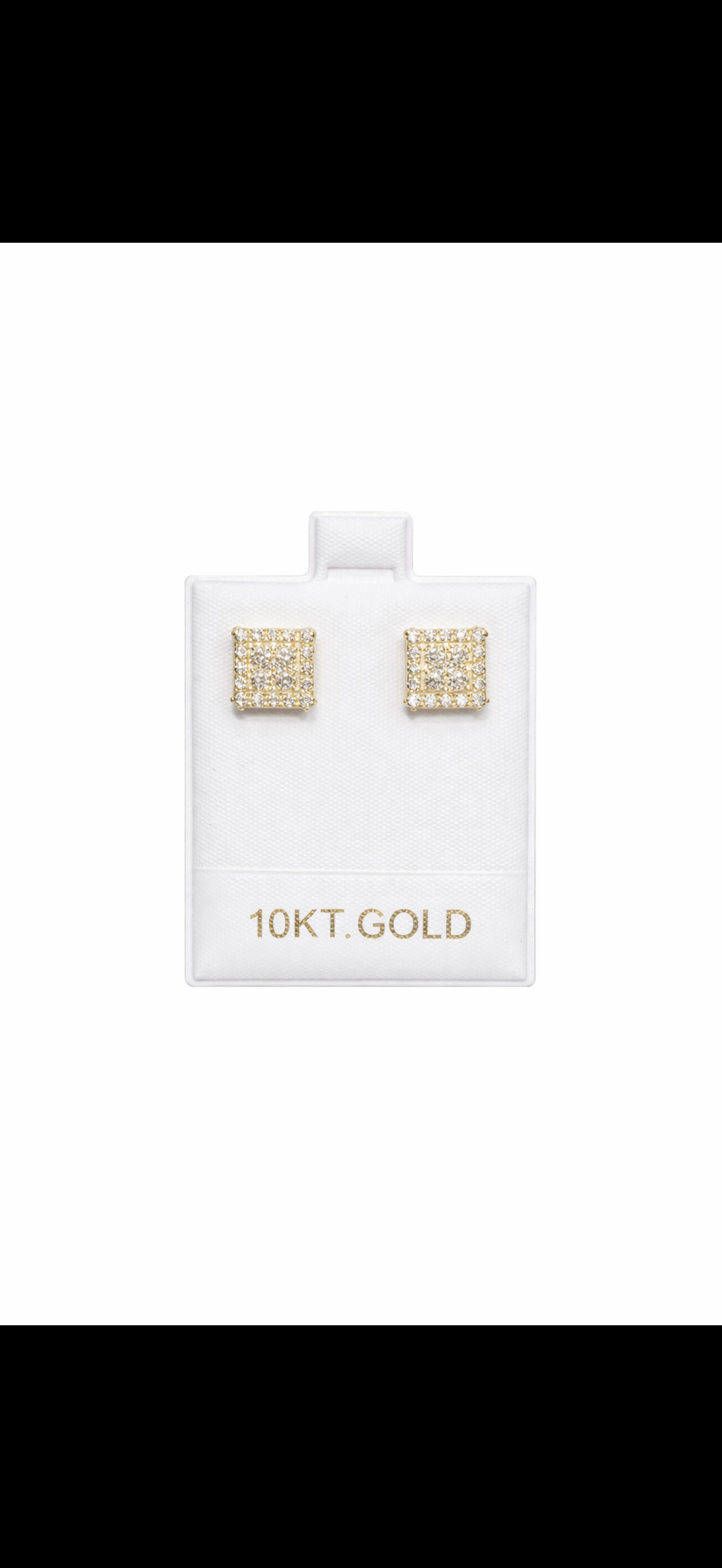 1461- NEW 10K Gold Square Stud Earrings (9mm) W.G