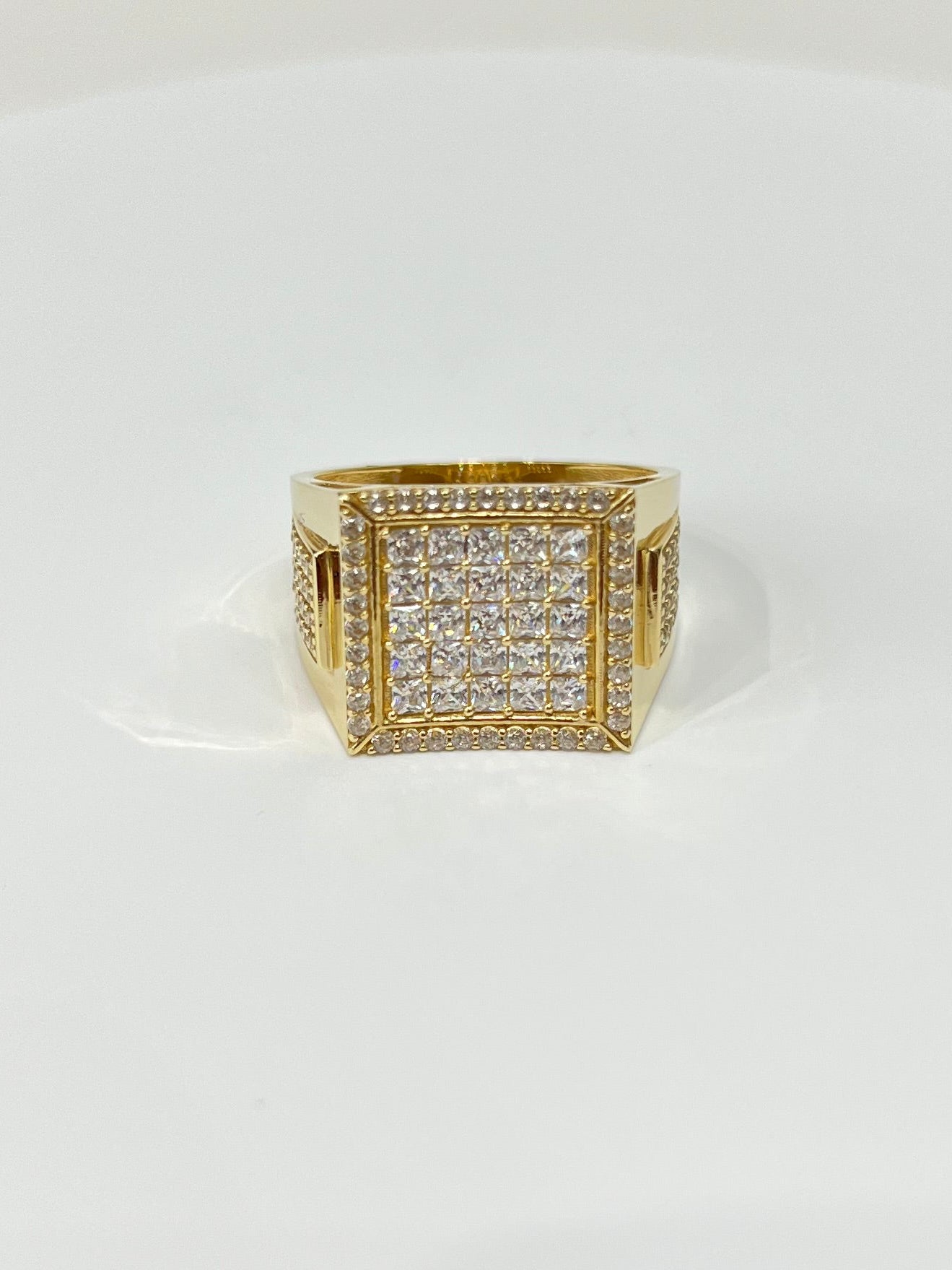 1035-NEW 14K Square Full Cz Men's Ring (W.G)