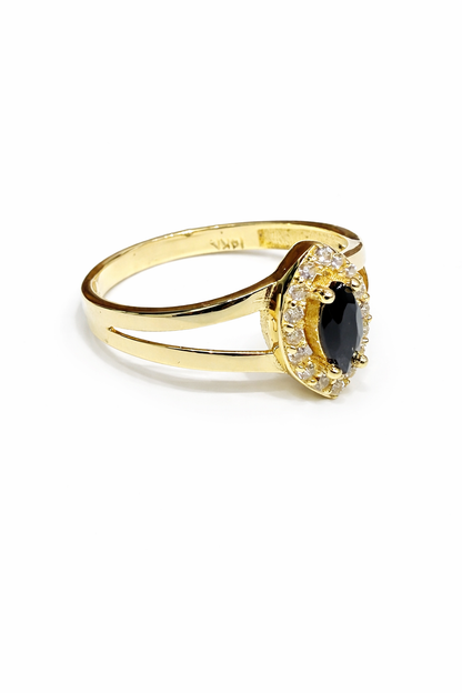 1585- NEW 14K Black Stone Oval Ring W.G