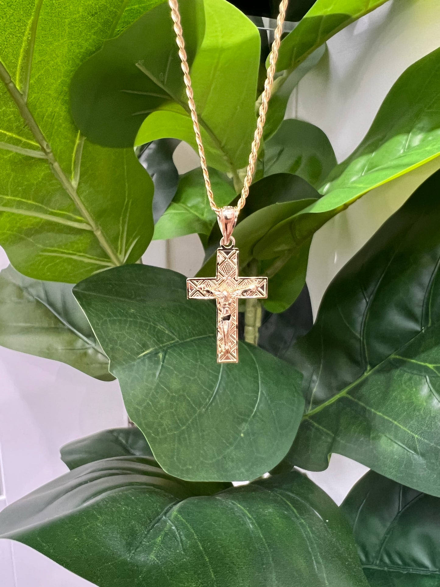 1304- NEW 10K Gold Cross Pendant W.G