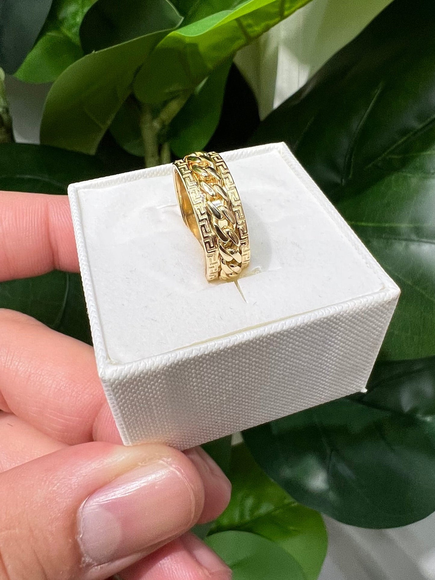 1388- NEW 14K Cuban Link Ring with Movement W.G