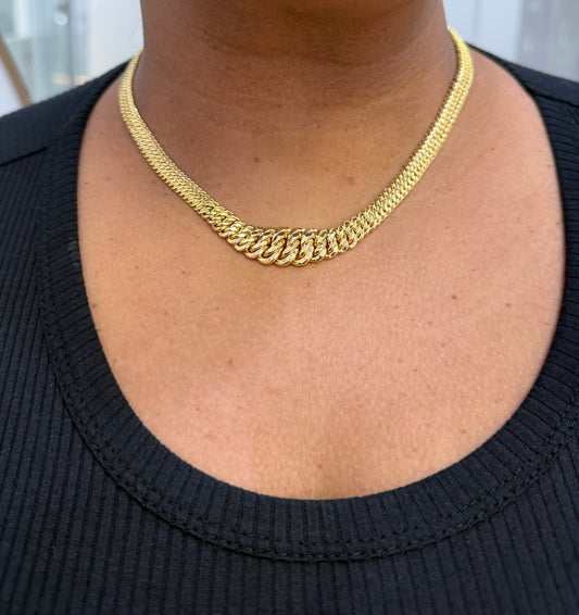 1725- NEW 10K Hollow  Princess Cut Necklace 18” (13.8mm)